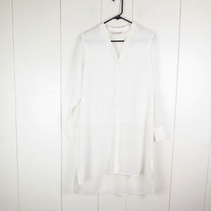 Soft Surroundings Shirt Womens SZ M/10 High Low Hem Button Up Delicate Coastal